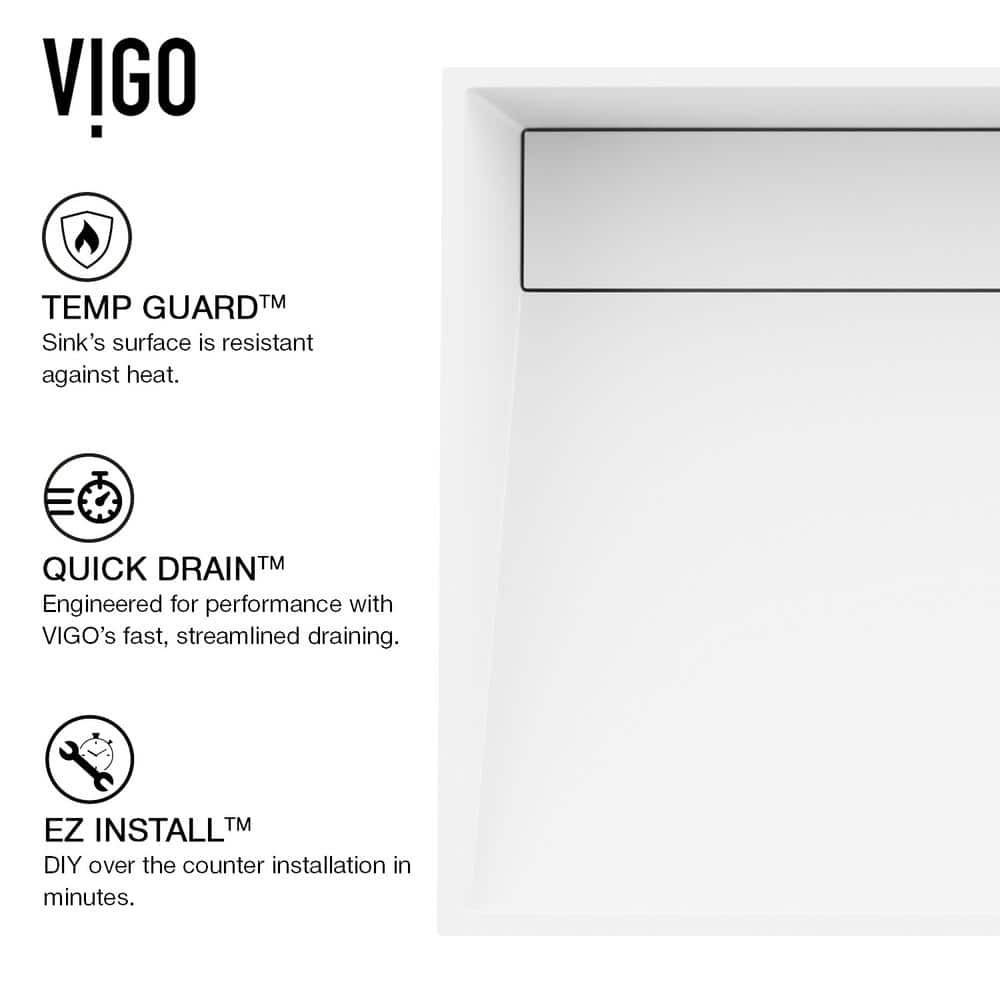 Matte White Stone Rectangular Above-Counter Vessel Sink