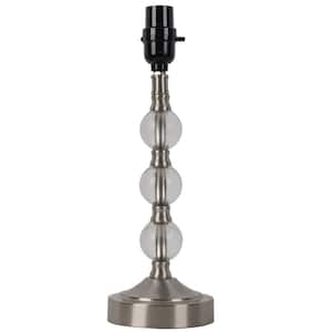 Mix and Match 14.25 in. H Brushed Steel and Clear Acrylic Accent Lamp Base