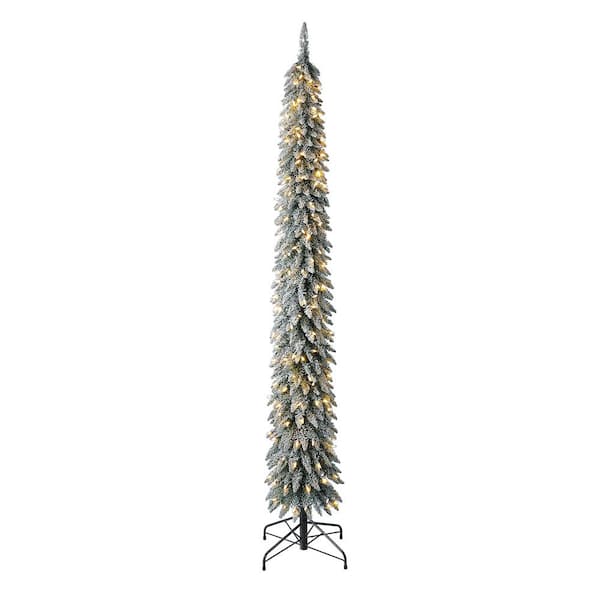 EVERGREEN CLASSICS 7 ft. Pre-Lit LED Pencil Pine Artificial Christmas Tree with 200 Clear Lights