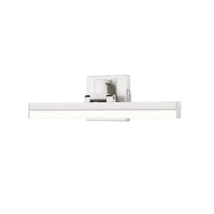 Liam 18 in. 2-Light Brushed Nickel Integrated LED Vanity Light with Frosted Plastic Shade