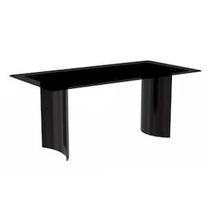 Zara Modern Black Sintered Stone 71 in. Tabletop 4 Legs Dining Table Seats 8