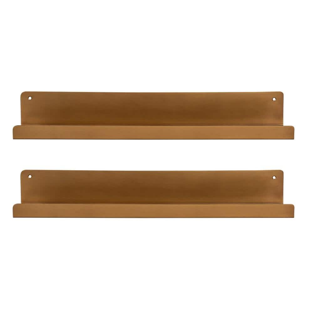 Mezzo 24" Gold Modern Metal Floating Ledge Shelf Set