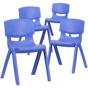 4-Pack Blue Plastic Stackable School Chair with 13.25 in. Seat Height