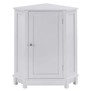 17.5 in. W x 17.5 in. D x 31.7 in. H White Bathroom Floor Linen Cabinet with Single Door and Adjustable Shelves