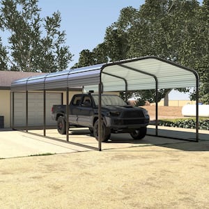 12 ft. W x 20 ft. D Carport Galvanized Steel Car Canopy and Shelter, Gray