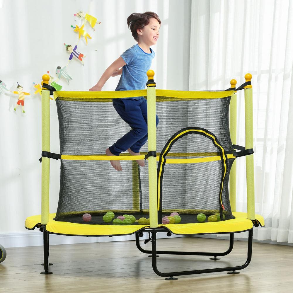 55-Inch Blue Kids' Trampoline with Safety Enclosure