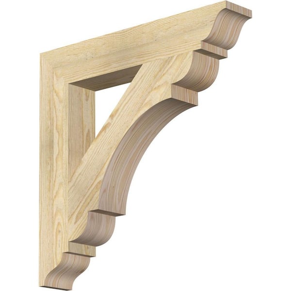 Ekena Millwork 4 in. x 24 in. x 24 in. Douglas Fir Olympic Traditional Rough Sawn Bracket