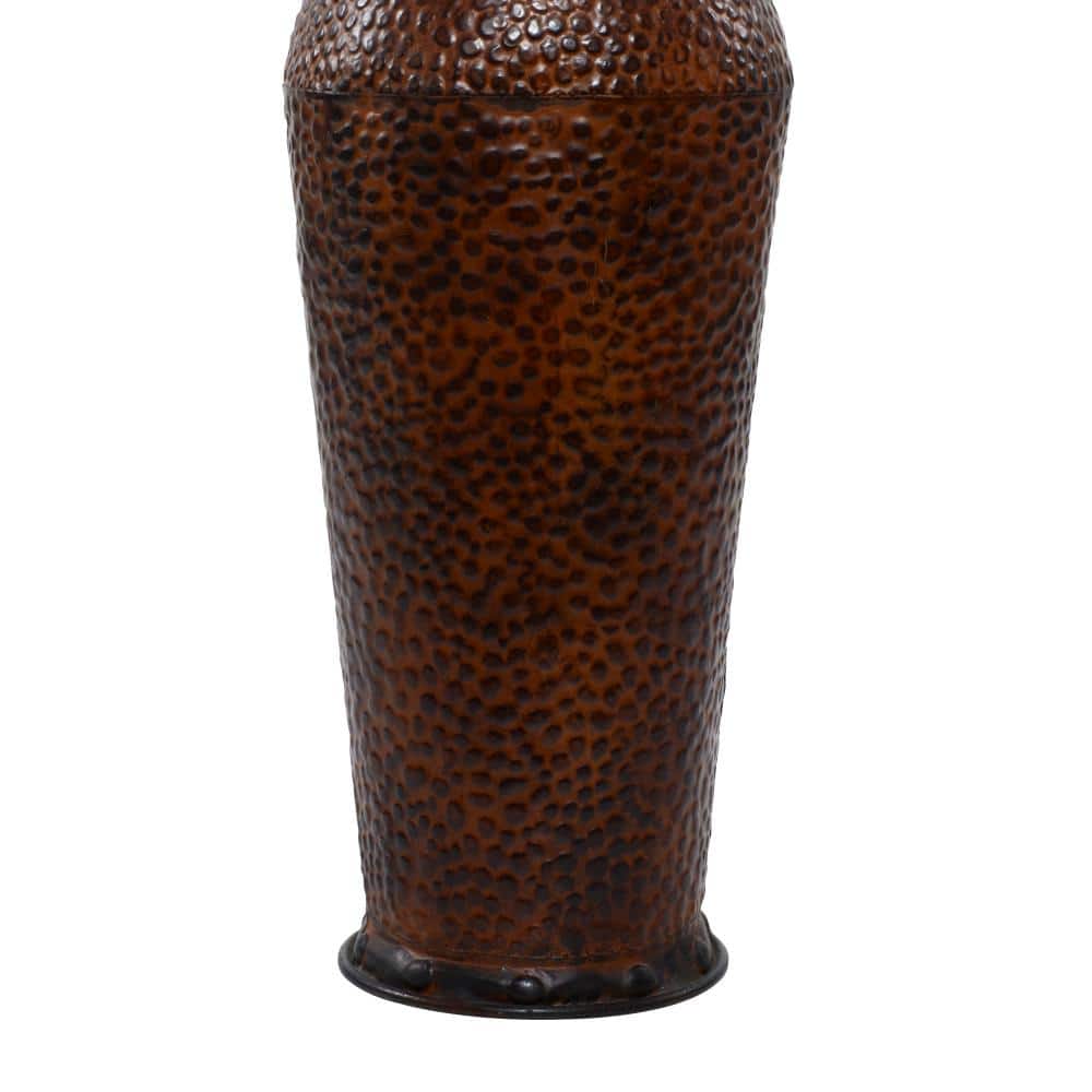 Tall Dark Brown Metal Floor Decorative Vase Set with Bubble Texture