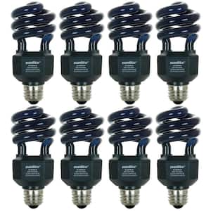 20-Watt CFL Spiral Black Bulbs (BLB) UV Blacklight E26 Base Party Light Bulbs (8-Pack)
