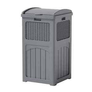 36 gal. Resin Outdoor Trash Can, Plastic Deck Box in Gray