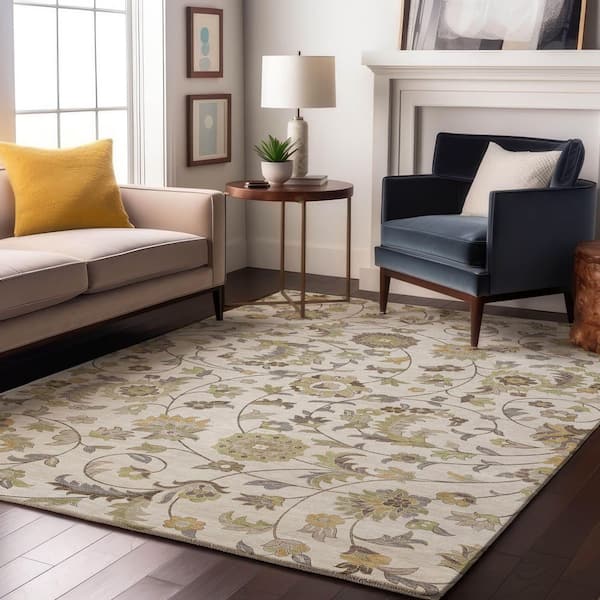 Mayfield Premium Machine Washable Abstract AMF1006 Ivory 8 ft. x 10 ft. Area Rug