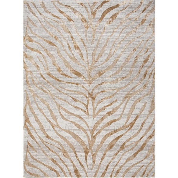 Gold 5 ft. x7 ft. Nova Abstract Nylon Blend Polyester Elegance  Indoor Area Rug