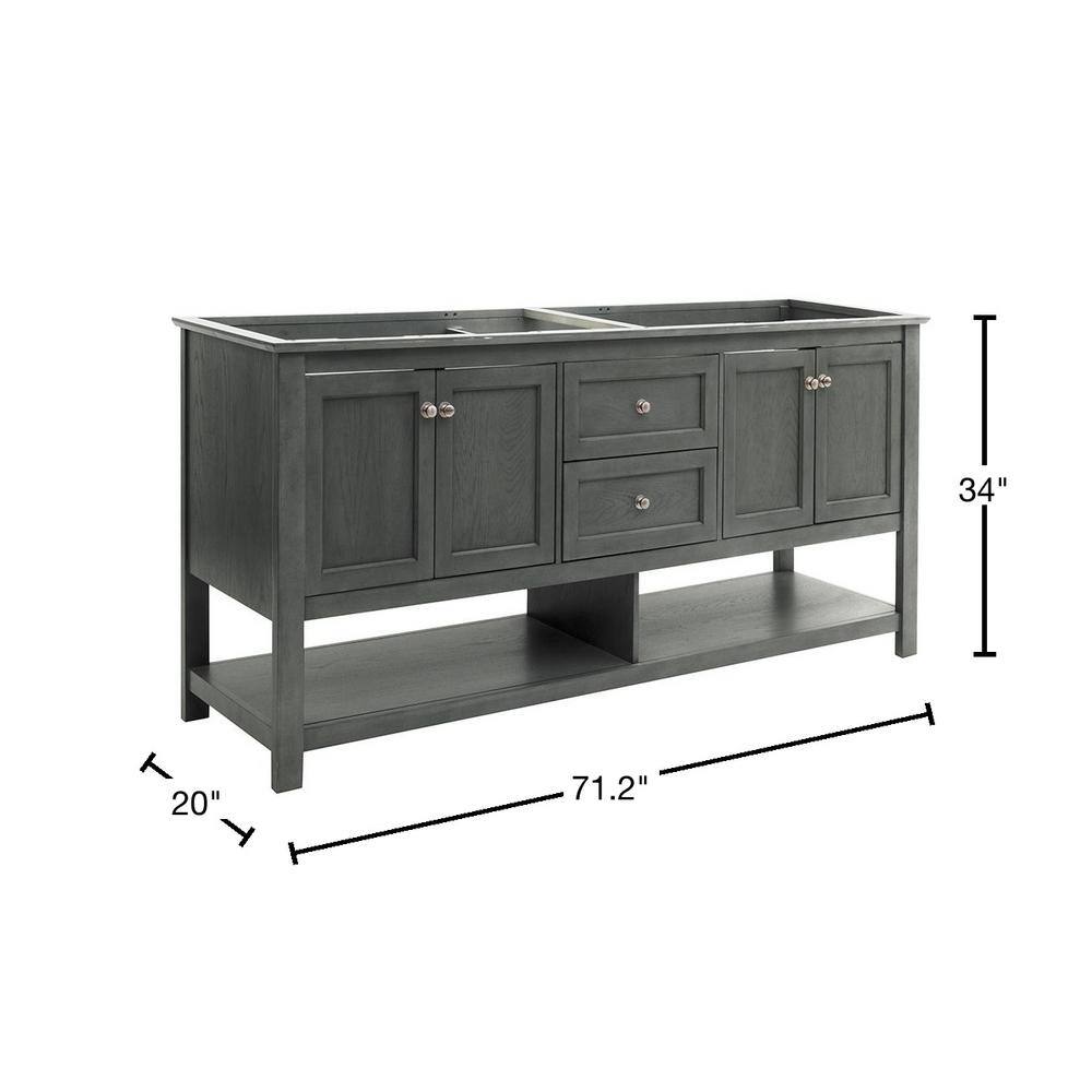 Gray Solid Wood and MDF Freestanding Double Sink Bathroom Vanity