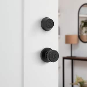 Maven Keyed Entry Knob and Single Cylinder Deadbolt Combo Pack featuring SmartKey Security in Matte Black