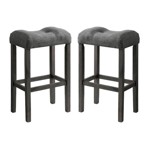 Picket House Furnishings Turner 30 in. Charcoal Backless Wood Barstool Set (Set of 2)