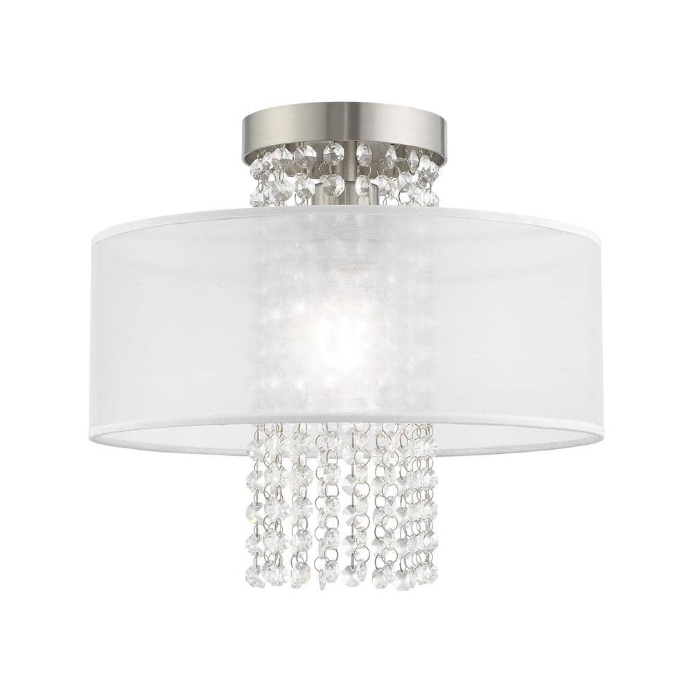 Bella Vista Brushed Nickel Crystal Drum Ceiling Light