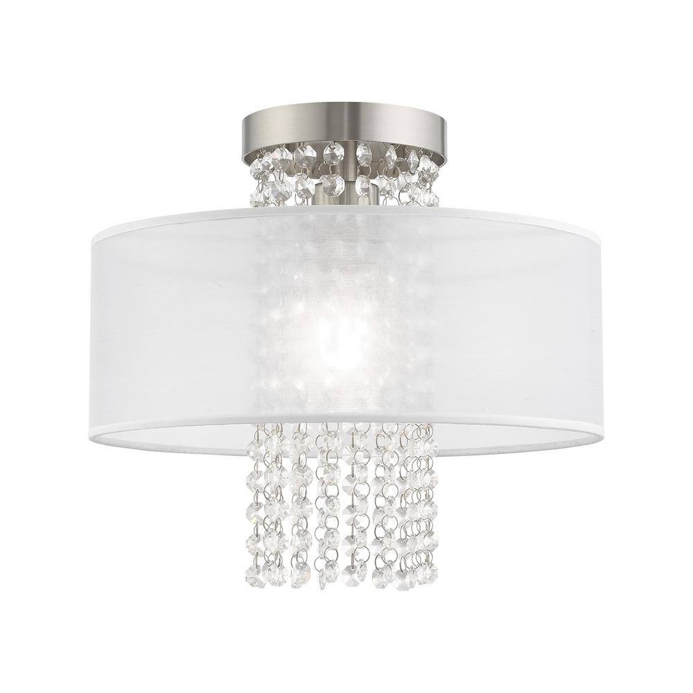 Bella Vista Brushed Nickel Crystal Drum Ceiling Light