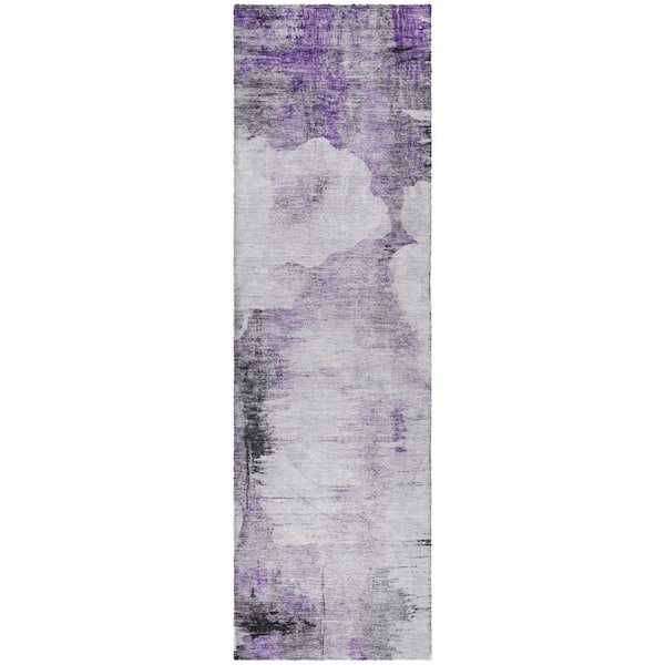 Dream Shag Premium Machine Washable Abstract ADS710 Purple 2 ft. x 7 ft. Runner Rug