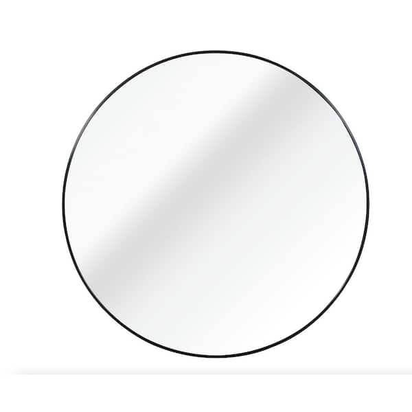 Unbranded 42 in. W x 42 in. H Large Round Metal Framed Wall Bathroom Vanity Mirror in Black