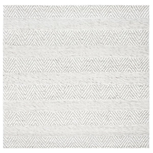 Marbella 9 ft. x 9 ft. Square Beige/Light Gray Chevron Striped Area Rug