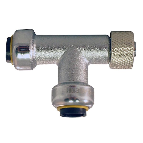 Tectite 1/4 in. Chrome-Plated Brass Push-To-Connect x 1/4 in. Push-To-Connect x 3/8 in. Compression Stop Valve Tee