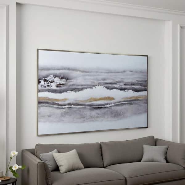 Acile Framed Hand Painted Canvas Abstract Wall Art Print 47.38 in. x 1.5 in.