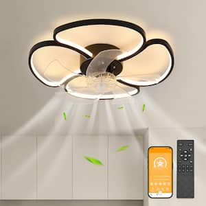 19.69 in. Black Modern Low Profile Indoor LED Ceiling Fan with Light and Remote Control and 5 ABS Blades