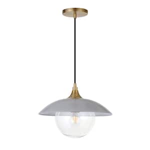 Alvia 1-Light Cool Gray Metal Single Pendant with Clear Glass Shade