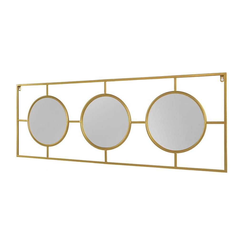 Gold 16 in W x 43 in. H Art Deco Rectangle Iron Framed Mirror Wall Mirror W