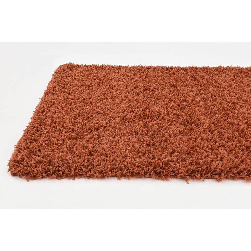 Luxurious 8' x 10' Blue Solid Shag Synthetic Area Rug