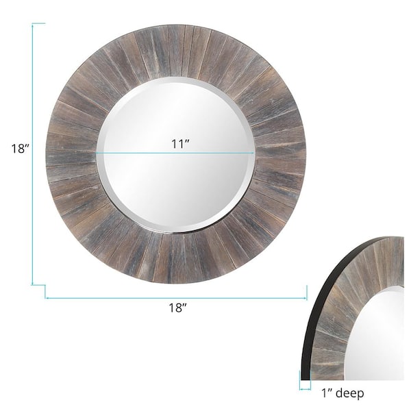 Marley Forrest Small Round Dark Brown Stain Beveled Glass Casual Mirror (18 in. H x 18 in. W)