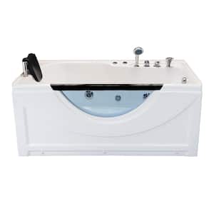Lexi 59.50 in L x 34.5 in. W Right Hand Drain Rectangular Alcove Whirlpool Bathtub in White with In-line Heater
