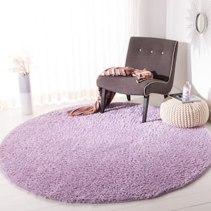 August Shag Lilac 5 ft. x 5 ft. Round Solid Area Rug