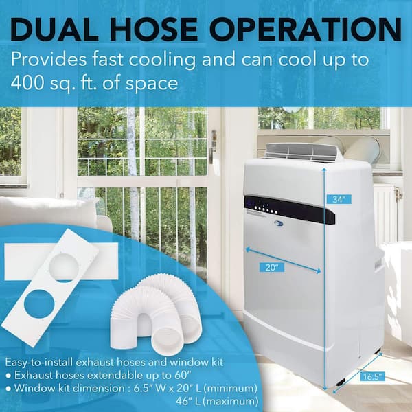 6,936 (DOE) BTU Portable Air Conditioner Cools 400 Sq. Ft. with Dehumidifier and Remote in White
