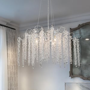 Theodora Modern Contemporary 6-Light Polished Chrome Chandelier with Hanging Crystal