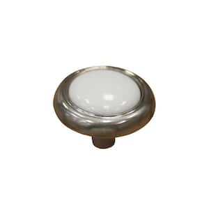 Cherbourg Collection 1-1/4 in. (32 mm) White and Brushed Nickel Eclectic Cabinet Knob