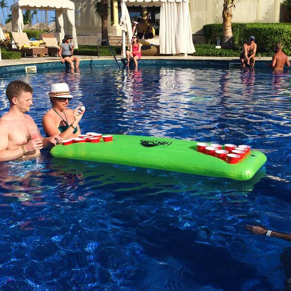NEW GoPong Pool Lounge Beer Pong Inflatable with Social Floating White 