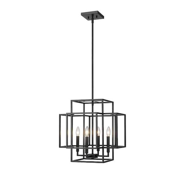 Unbranded Titania 18 in. 4-LightCage Pendant Matte Black