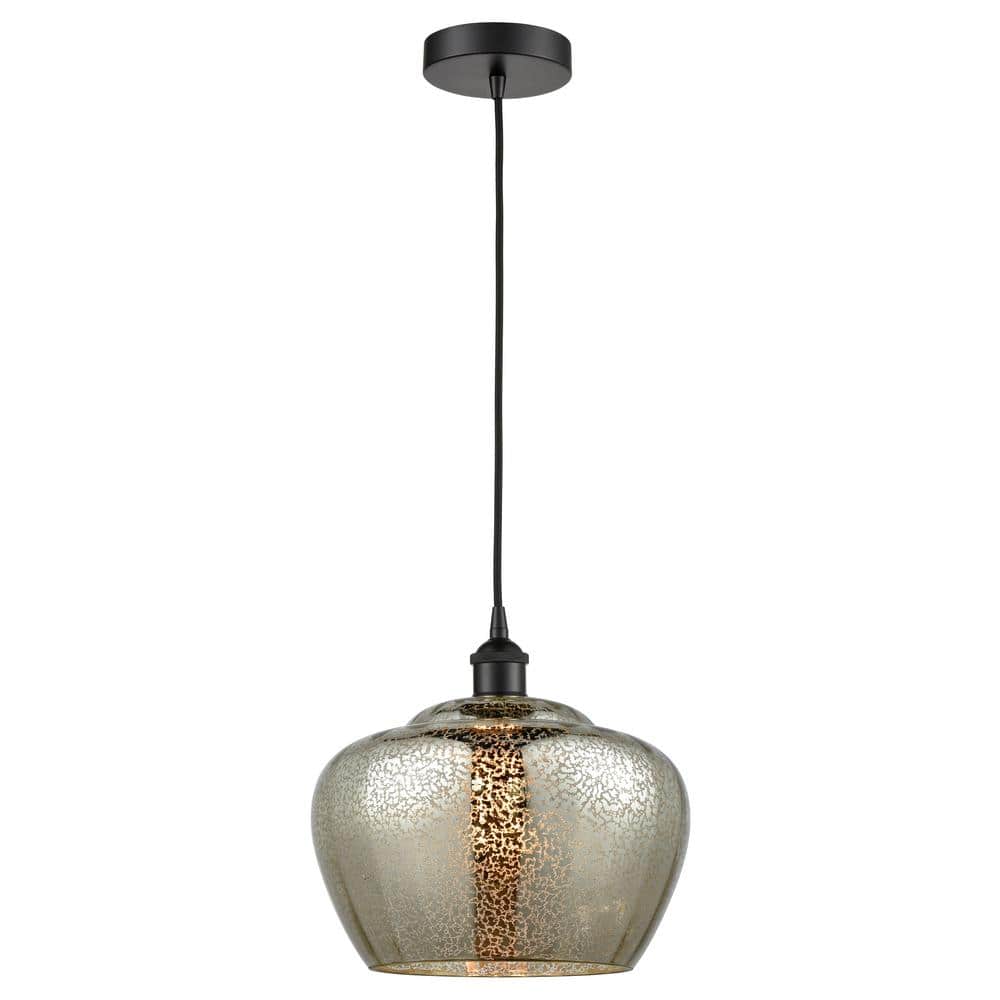 Fenton 60-Watt 1-Light Matte Black Standard Mini Pendant Light with Mercury Glass, No Bulbs Included price history on PriceWatchPro