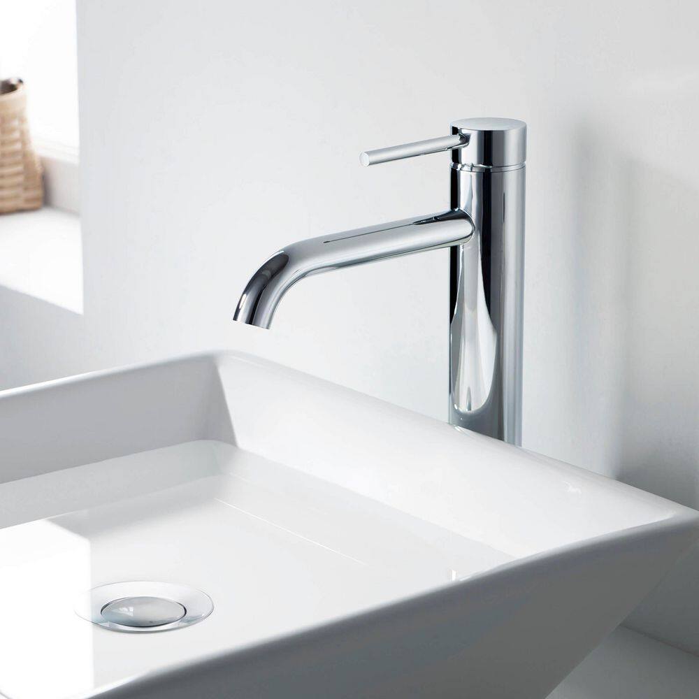 Chrome High Arc Single Handle Vessel Sink Faucet