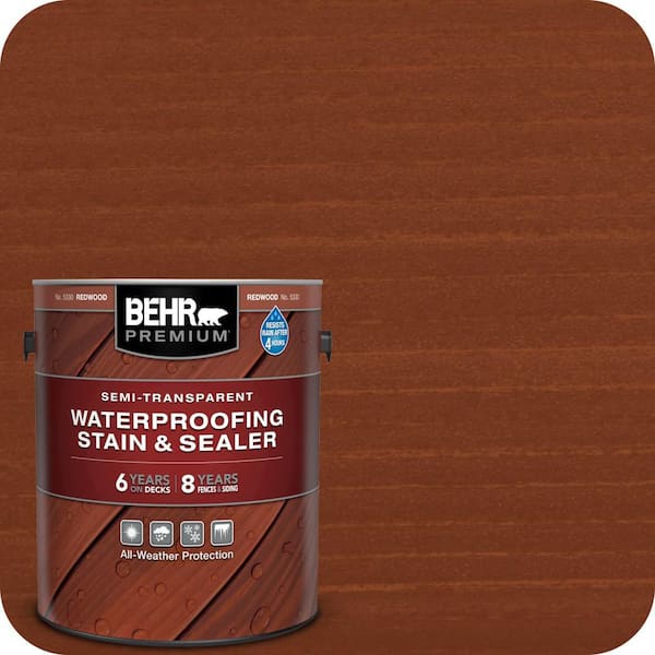 1 gal. #ST-330 Redwood Semi-Transparent Waterproofing Exterior Wood Stain and Sealer