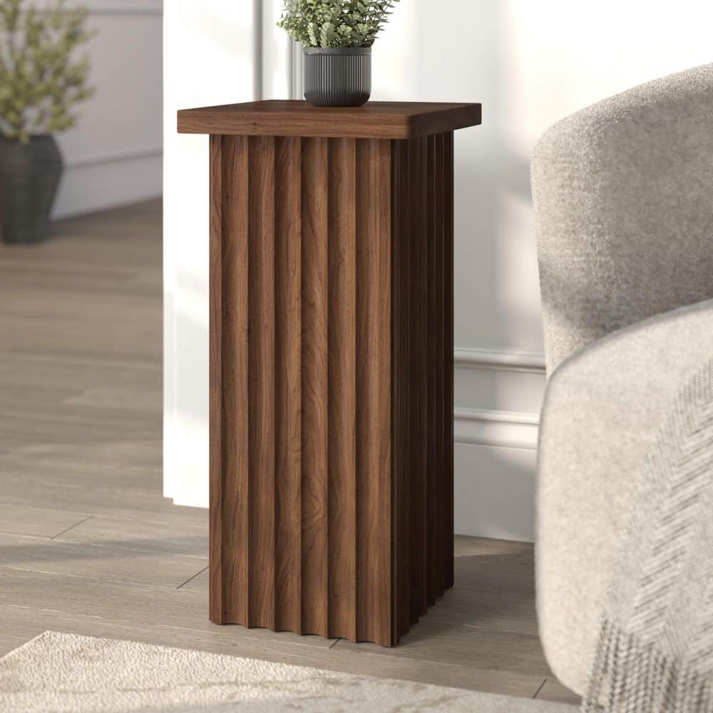 Bourne 10.75 in. Satin Walnut Square MDF Top End Table price history on PriceWatchPro