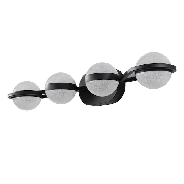 Staykiwi 29.5 in. 4-Light Black Modern Minimalist LED Vanity Light Bar with Frosted Acrylic Shades for Bathroom Vanity Mirror