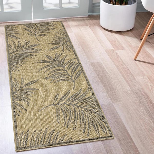 Liana Jute and Black 2 ft. x 8 ft. Indoor/Outdoor Area Rug