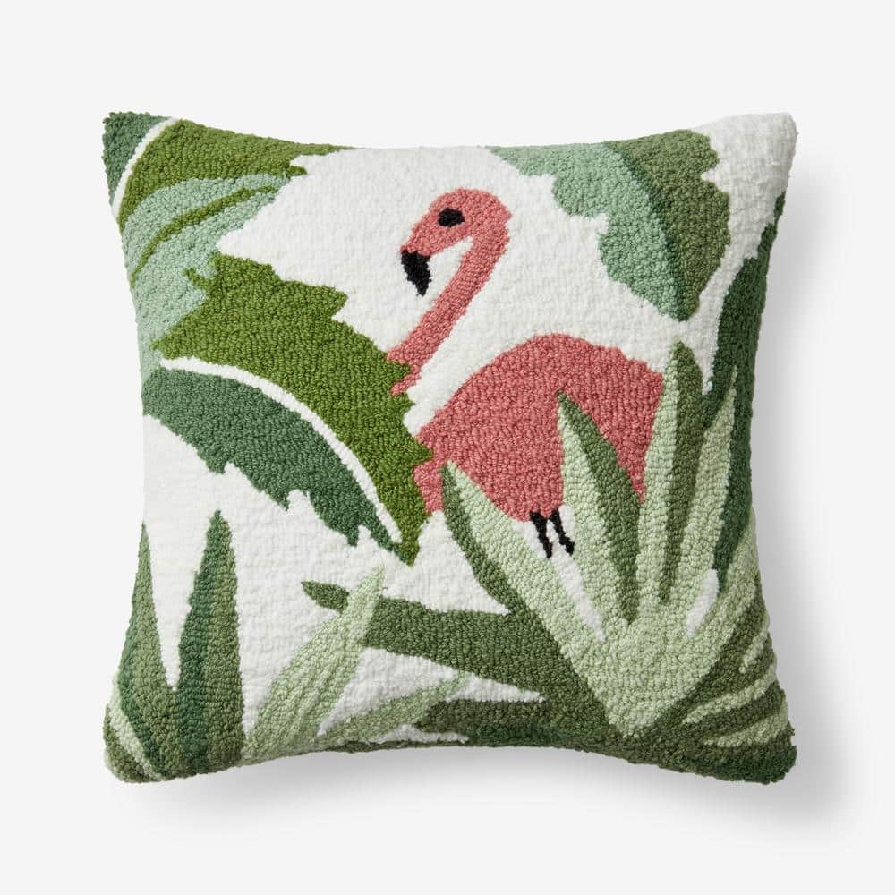 The Company Store Handhooked Pet Green 18 in. x 18 in. Throw Pillow