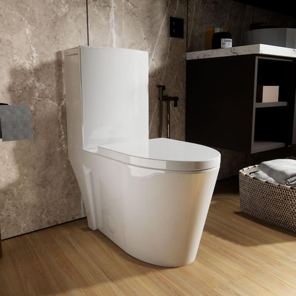 URENTO 1-Piece 1.0/1.6 GPF Dual Flush Elongated Toilet in White (Seat Included )