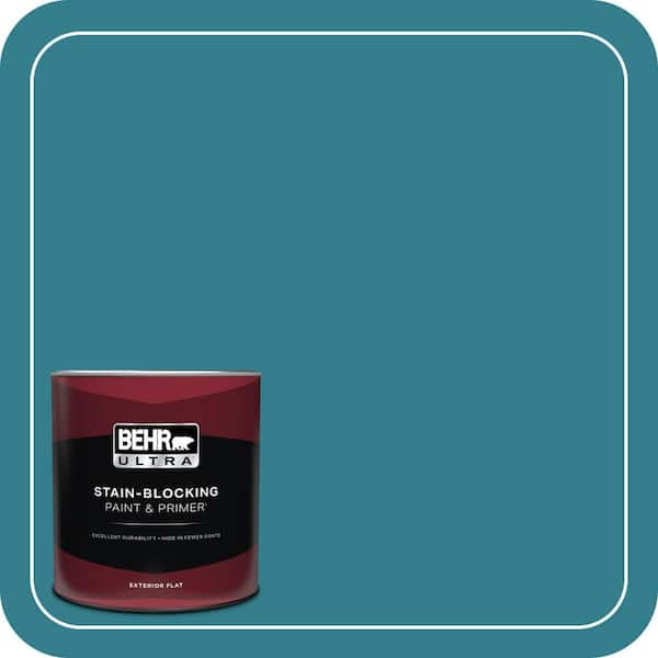 BEHR ULTRA 1 qt. Home Decorators Collection #HDC-CL-27 Calypso Blue Flat Exterior Paint & Primer