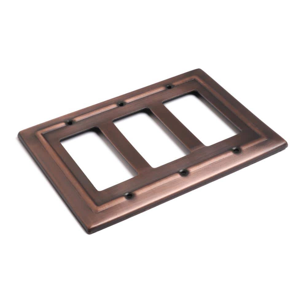 Architectural Antique Copper Finish 3-Gang Rocker Wall Plate