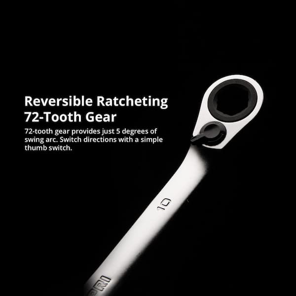 SAE 1/4 in CP15051 Long Pattern Capri Tools 6-Point Reversible Ratcheting Combination Wrench