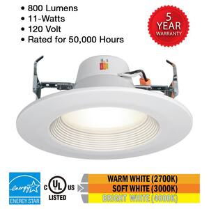 5 in./6 in. Selectable CCT Integrated LED Recessed Light Trim 800 Lumens 2700K 3000K 4000K Dimmable (4-Pack)
